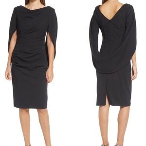Betsy and Adam Draped Sheath Black Dress - Size 6